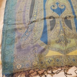 Pashmina scarf- greens and blues